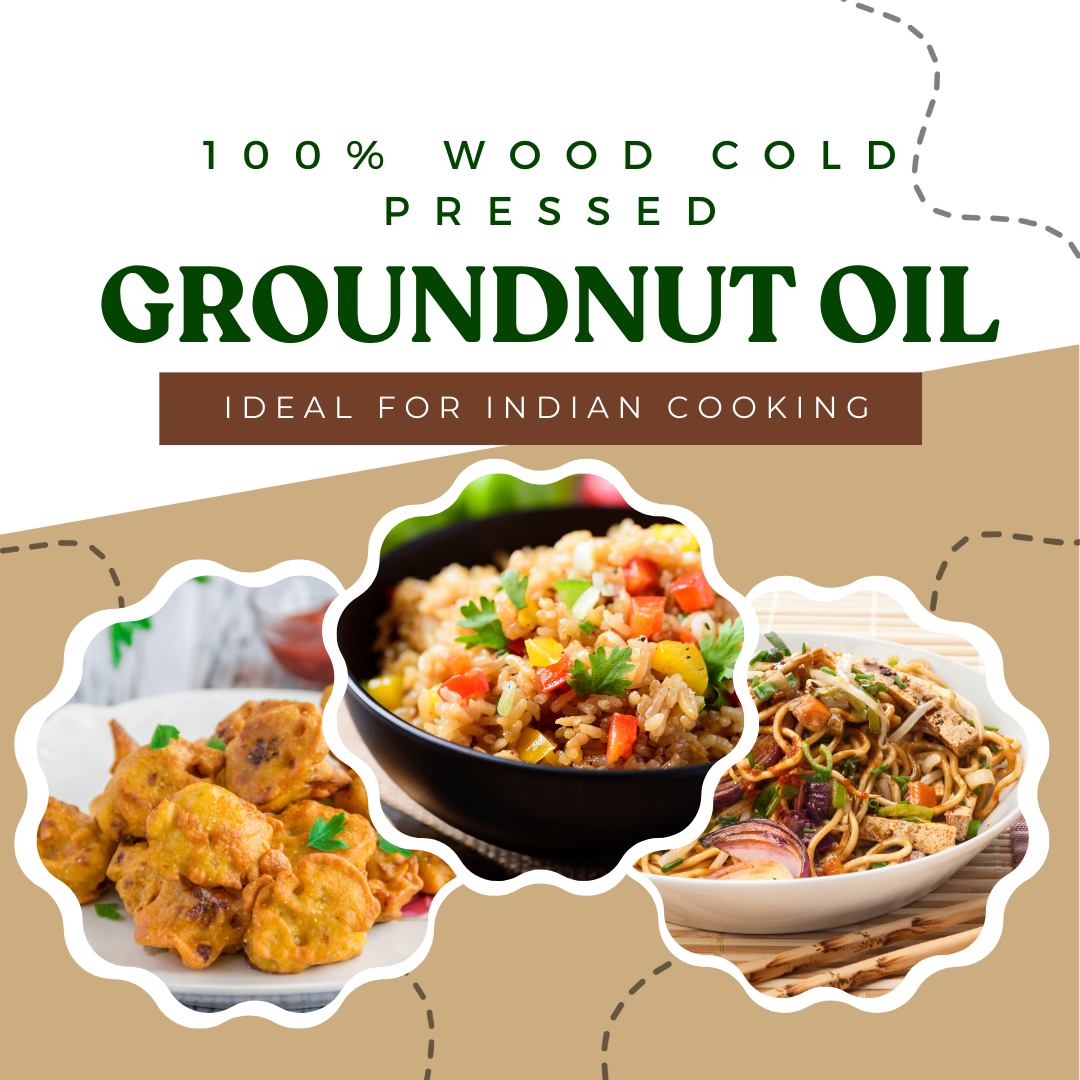 Wood Cold Pressed Groundnut Oil / Peanut Oil / Mungfali Oil – 100% Natural & Unrefined -1 ltr